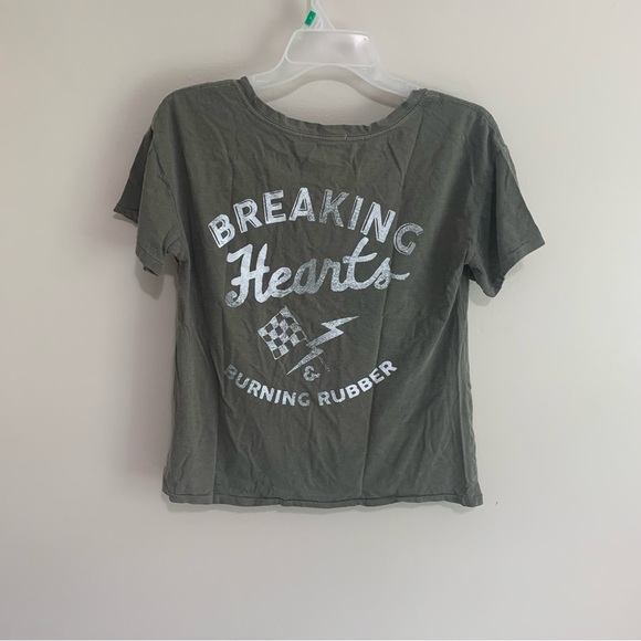 Junk Food Clothing Tops - Urban Outfitters Junk Food Slogan Back Burning Hearts & Burning Rubber T Shirt